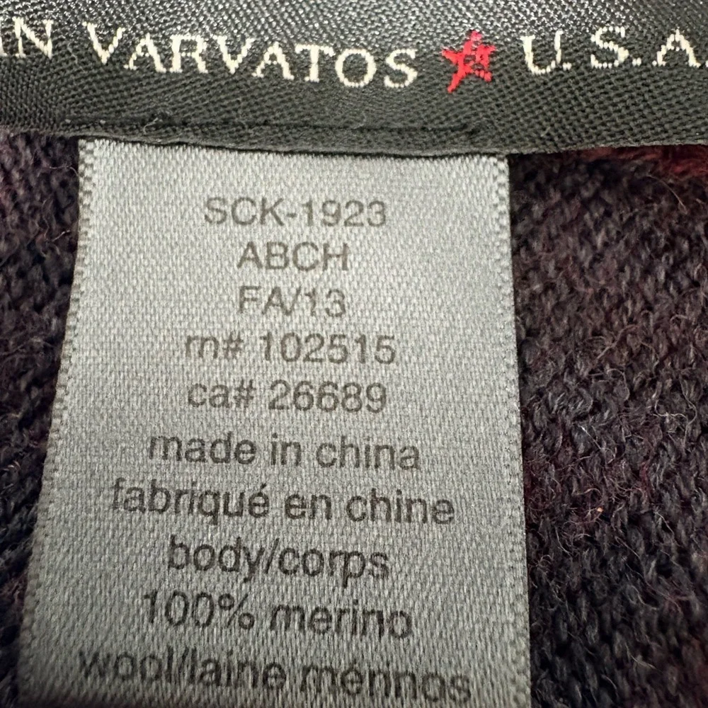 John Varvatos Mens Plated Pick Stitch Scarf Garnet/Cast Iron Merino Wool.